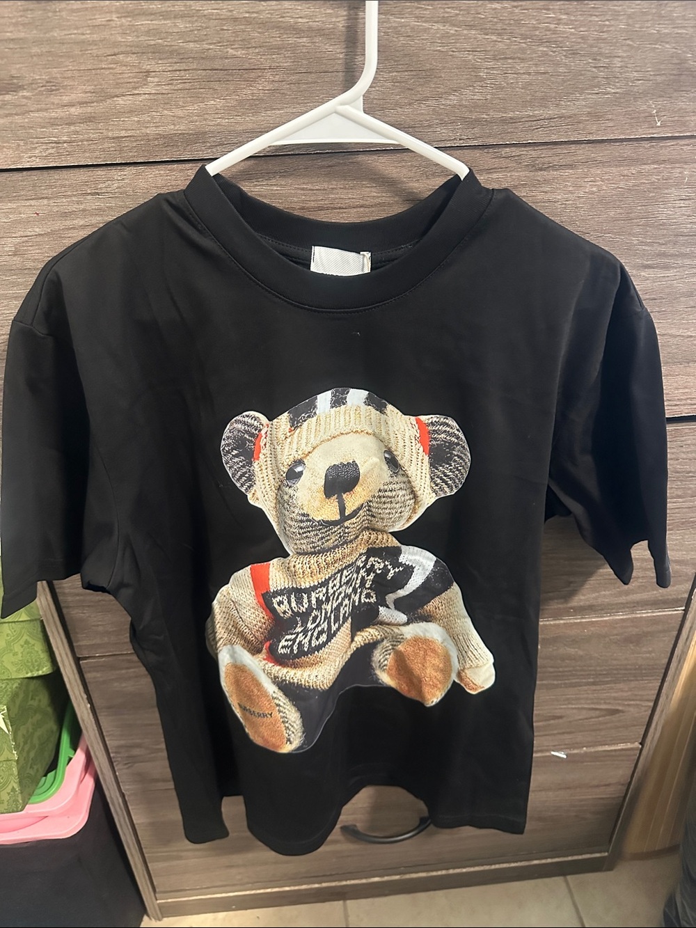 Women’s Bear Cotton T-Shirt Graphic Tee Black size M